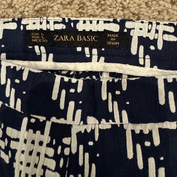 Zara Basic Navy Houndstooth Slim Ankle Pants | Y2K Preppy Workwear Trousers L - Picture 3 of 11